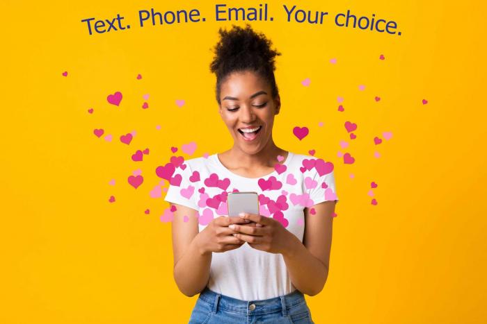 Text Phone Email. your choice image